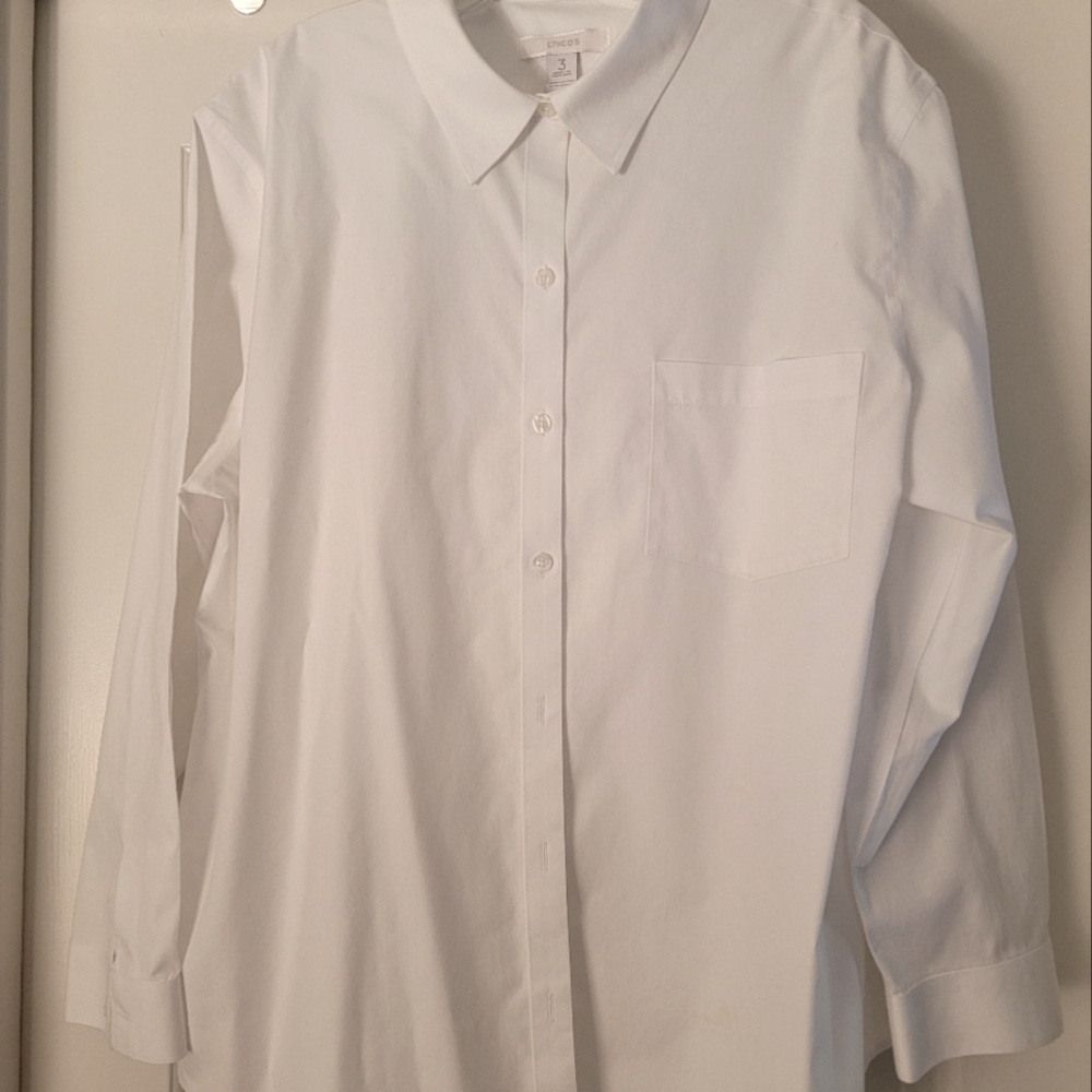Chico's No-Iron White Blouse - EUC - Chico's Size 3 (US 14)